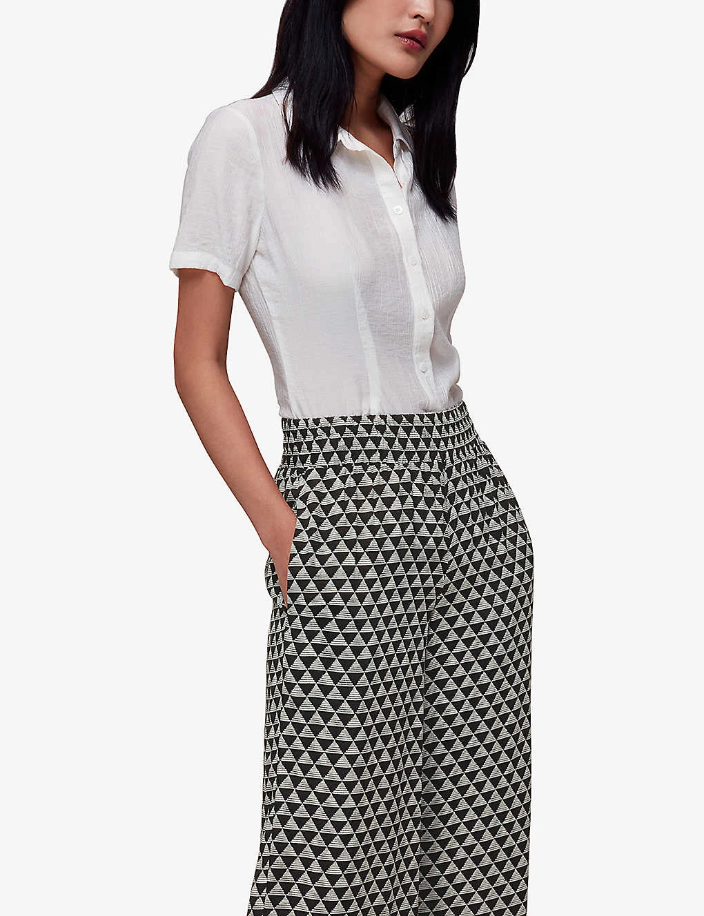 Whistles Checkerboard-pattern Wide-leg High-rise Woven Trousers 5 Whistles Checkerboard-pattern Wide-leg High-rise Woven Trousers - Image 3