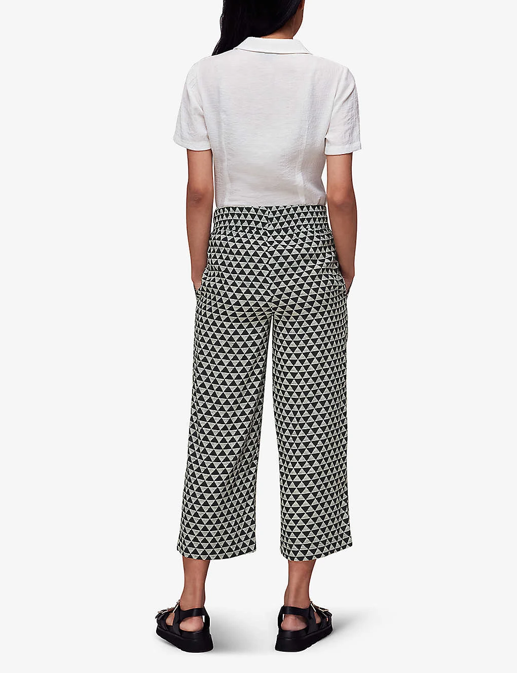 Whistles Checkerboard-pattern Wide-leg High-rise Woven Trousers 6 Whistles Checkerboard-pattern Wide-leg High-rise Woven Trousers - Image 4