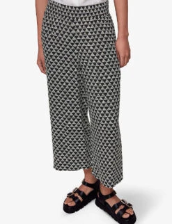 Whistles Checkerboard-pattern Wide-leg High-rise Woven Trousers 11 Whistles Checkerboard-pattern Wide-leg High-rise Woven Trousers -Sweaty Betty Store R04135050 BLACK ALT04