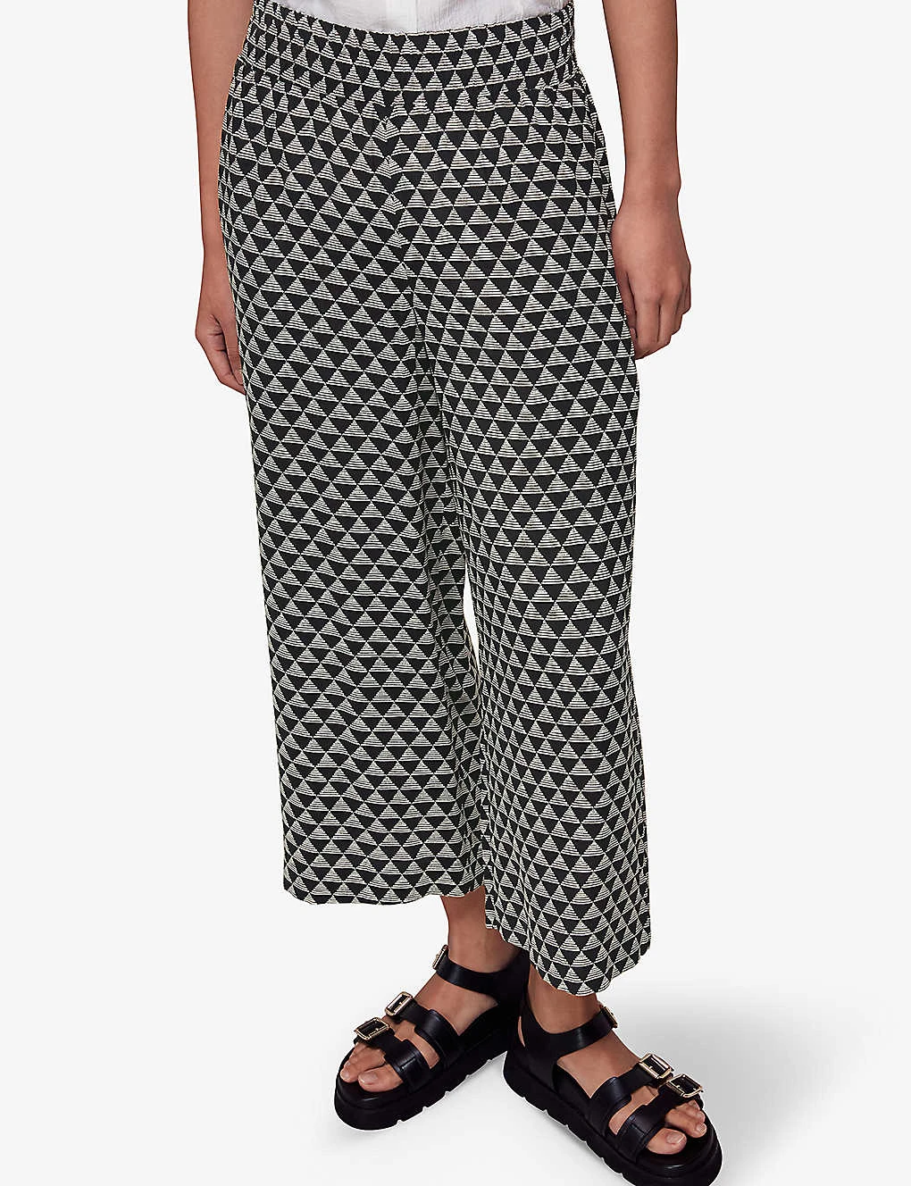 Whistles Checkerboard-pattern Wide-leg High-rise Woven Trousers 7 Whistles Checkerboard-pattern Wide-leg High-rise Woven Trousers - Image 5