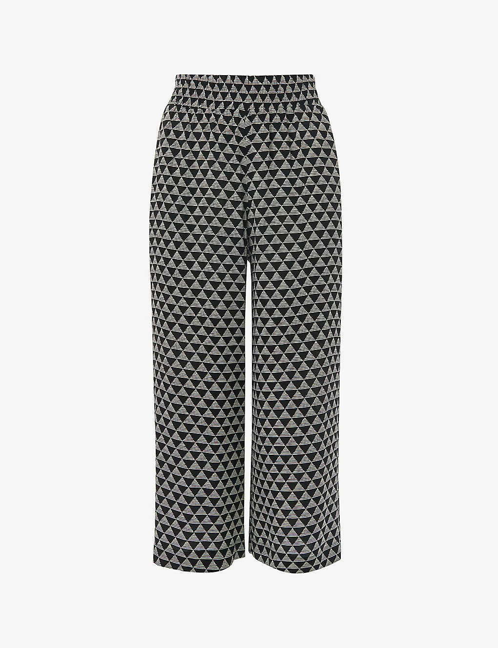 Whistles Checkerboard-pattern Wide-leg High-rise Woven Trousers 3 Whistles Checkerboard-pattern Wide-leg High-rise Woven Trousers