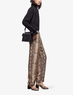 THE KOOPLES Python-pattern Straight-leg Mid-rise Silk Trousers 7 THE KOOPLES Python-pattern Straight-leg Mid-rise Silk Trousers -Sweaty Betty Store R04135436 BEI01 ALT01