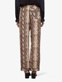 THE KOOPLES Python-pattern Straight-leg Mid-rise Silk Trousers 8 THE KOOPLES Python-pattern Straight-leg Mid-rise Silk Trousers -Sweaty Betty Store R04135436 BEI01 ALT02