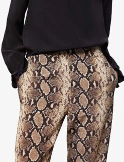 THE KOOPLES Python-pattern Straight-leg Mid-rise Silk Trousers 9 THE KOOPLES Python-pattern Straight-leg Mid-rise Silk Trousers -Sweaty Betty Store R04135436 BEI01 ALT03