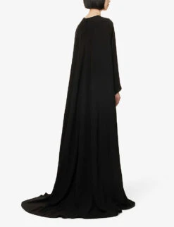 Valentino Cape-overlay Cropped Silk Top -Sweaty Betty Store R04135615 NERO ALT03