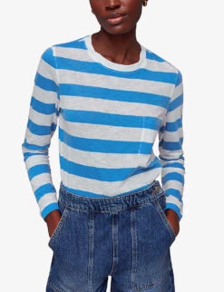 Whistles Stripe-pattern Boxy Cotton Top 9 Whistles Stripe-pattern Boxy Cotton Top -Sweaty Betty Store R04135841 MULTICOLOURED ALT02