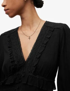 AllSaints Zora Ruffled Woven Mini Dress 11 AllSaints Zora Ruffled Woven Mini Dress -Sweaty Betty Store R04136396 BLACK ALT04