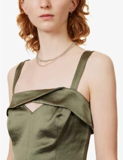 Paige Kalei Cut-out Cropped Satin Top 11 Paige Kalei Cut-out Cropped Satin Top -Sweaty Betty Store R04136649 ARMY ALT04