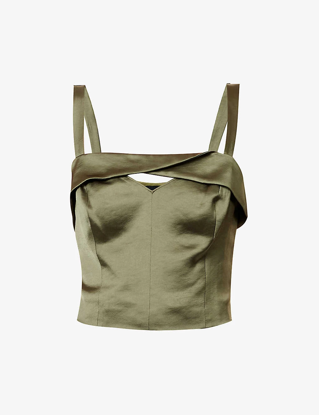 Paige Kalei Cut-out Cropped Satin Top 3 Paige Kalei Cut-out Cropped Satin Top