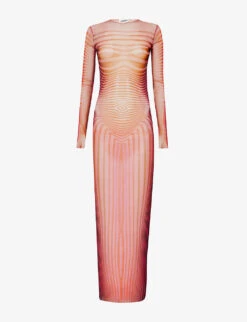 Jean Paul Gaultier Abstract-print Slim-fit Woven Maxi Dress