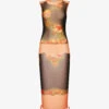 Jean Paul Gaultier Floral-print Slim-fit Woven Midi Dress -Sweaty Betty Store R04137654 BEIGEBLACK M