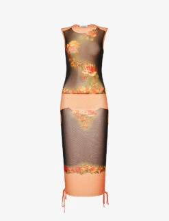 Jean Paul Gaultier Floral-print Slim-fit Woven Midi Dress