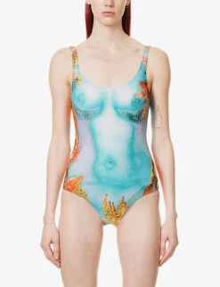 Jean Paul Gaultier Floral-print Fitted Swimsuit -Sweaty Betty Store R04137663 BLUEYELLOW ALT02