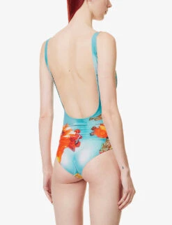 Jean Paul Gaultier Floral-print Fitted Swimsuit -Sweaty Betty Store R04137663 BLUEYELLOW ALT03