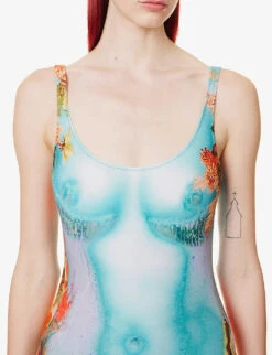 Jean Paul Gaultier Floral-print Fitted Swimsuit -Sweaty Betty Store R04137663 BLUEYELLOW ALT04