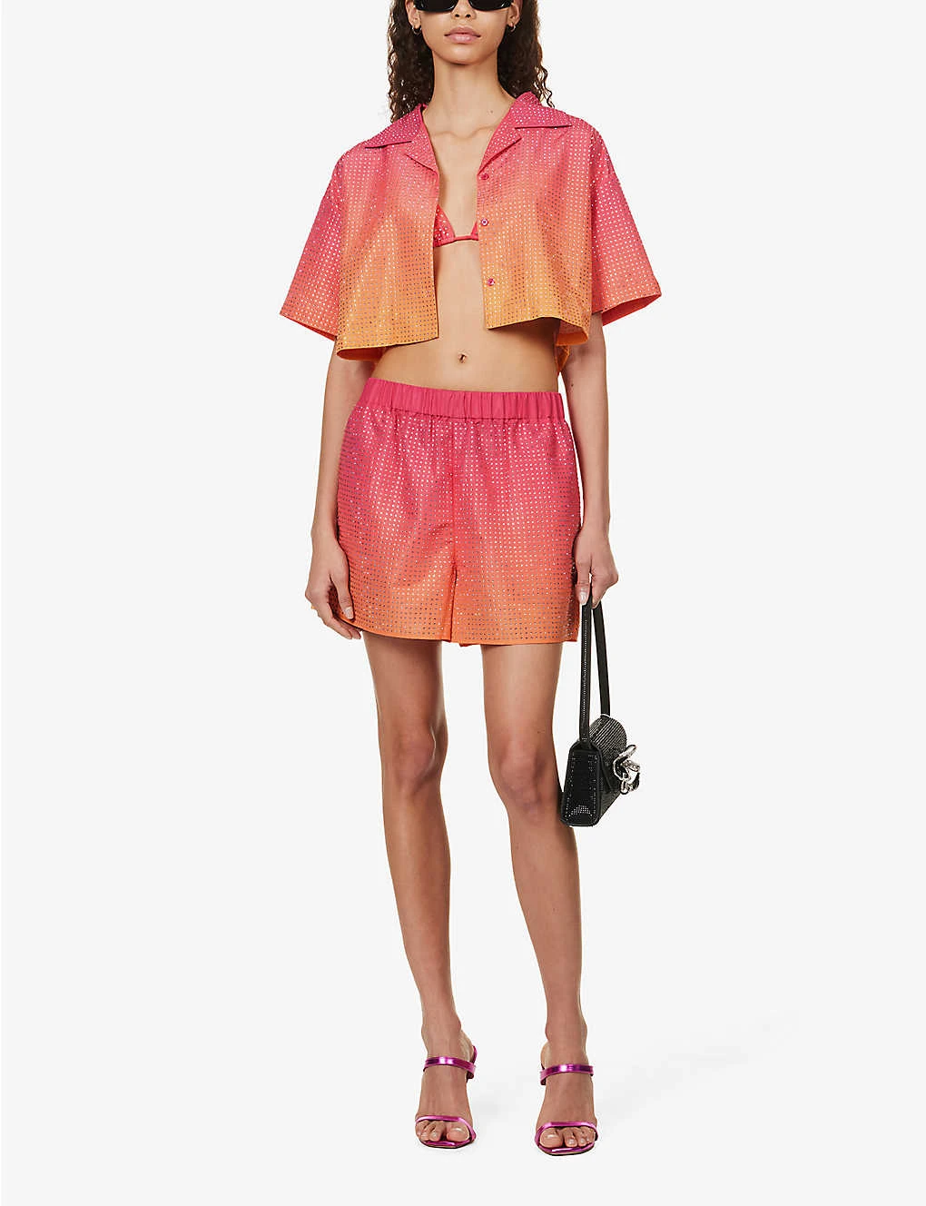 SELF PORTRAIT Crystal-embellished Short-sleeved Shell Shirt 4 SELF PORTRAIT Crystal-embellished Short-sleeved Shell Shirt - Image 2