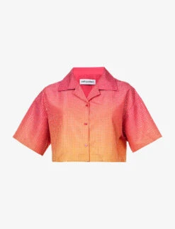 SELF PORTRAIT Crystal-embellished Short-sleeved Shell Shirt