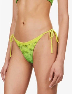 SELF PORTRAIT Crystal-embellished Gradient-pattern Bikini Bottoms 9 SELF PORTRAIT Crystal-embellished Gradient-pattern Bikini Bottoms -Sweaty Betty Store R04137718 GREEN ALT02