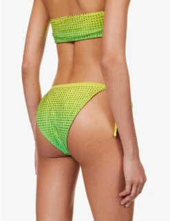 SELF PORTRAIT Crystal-embellished Gradient-pattern Bikini Bottoms 10 SELF PORTRAIT Crystal-embellished Gradient-pattern Bikini Bottoms -Sweaty Betty Store R04137718 GREEN ALT03
