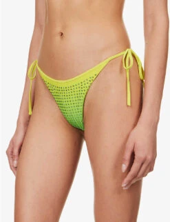 SELF PORTRAIT Crystal-embellished Gradient-pattern Bikini Bottoms 11 SELF PORTRAIT Crystal-embellished Gradient-pattern Bikini Bottoms -Sweaty Betty Store R04137718 GREEN ALT04