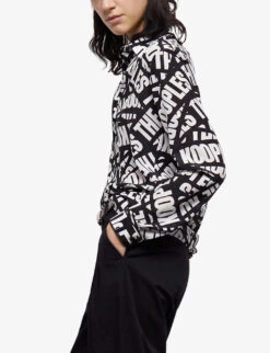 THE KOOPLES Tape Logo-motif Silk Shirt -Sweaty Betty Store R04137809 BLA28 ALT02