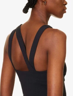 P.E NATION Half Dome Asymmetric Stretch-jersey Top -Sweaty Betty Store R04137943 BLACK ALT05