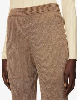 Neriah Wide-leg High-rise Knitted Trousers -Sweaty Betty Store R04140660 MARIGOLD ALT04