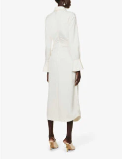 Rhoda Crochet-panel Satin Midi Dress -Sweaty Betty Store R04140666 NATURAL ALT03