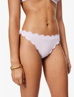 Marysia North Scalloped-trim Mid-rise Bikini Bottoms -Sweaty Betty Store R04140989 VIOLETTE ALT02