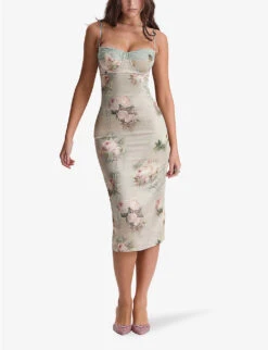 Venus Floral-print Satin Midi Dress -Sweaty Betty Store R04141851 VINTAGEFLORAL ALT01