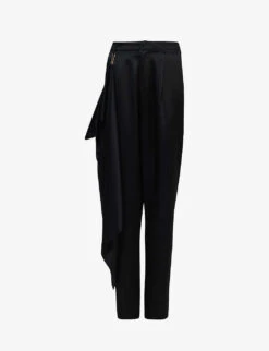 Scarf-embellished Woven Trousers
