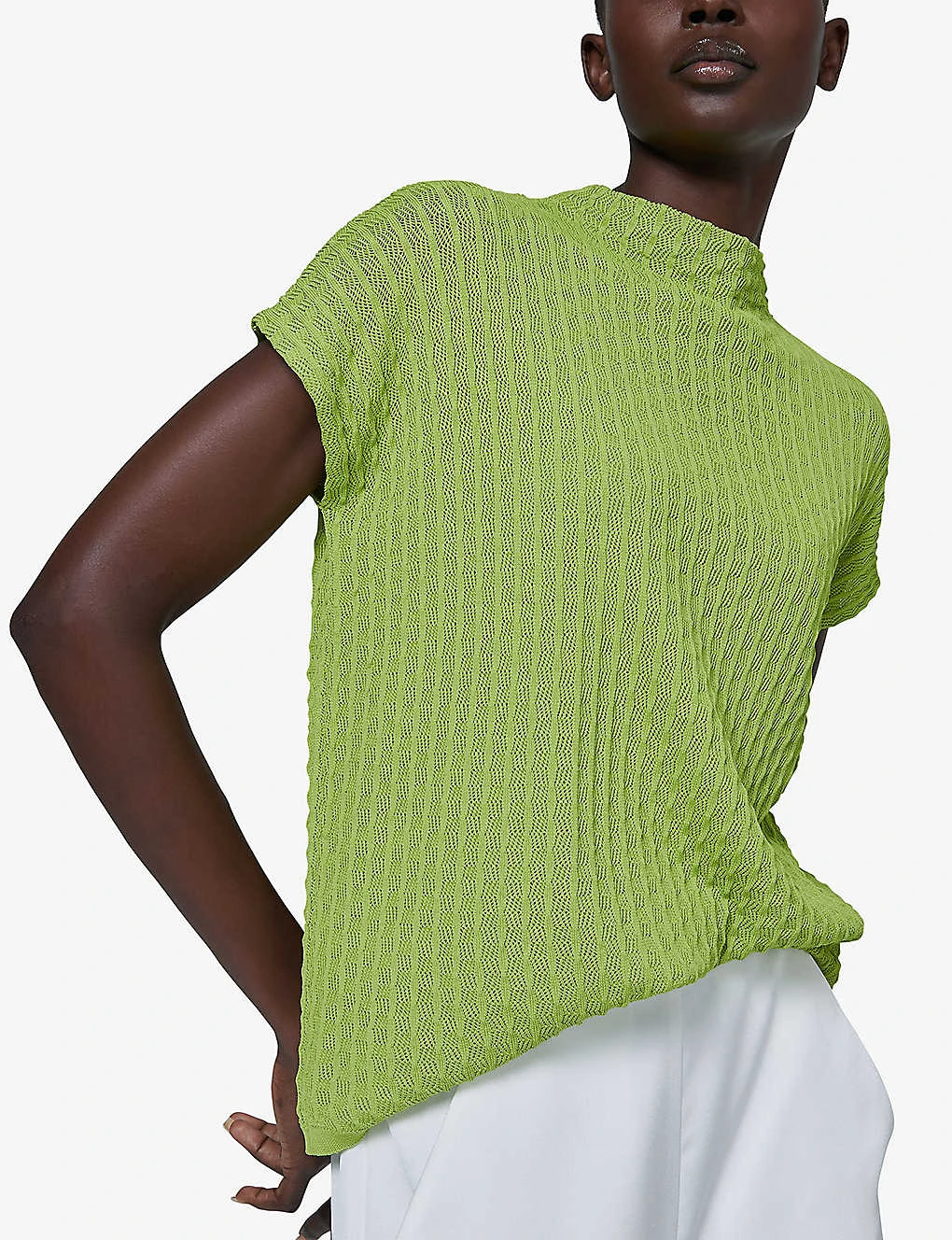 Bubble-stitch High-neck Relaxed-fit Knitted Top 5 Bubble-stitch High-neck Relaxed-fit Knitted Top - Image 3