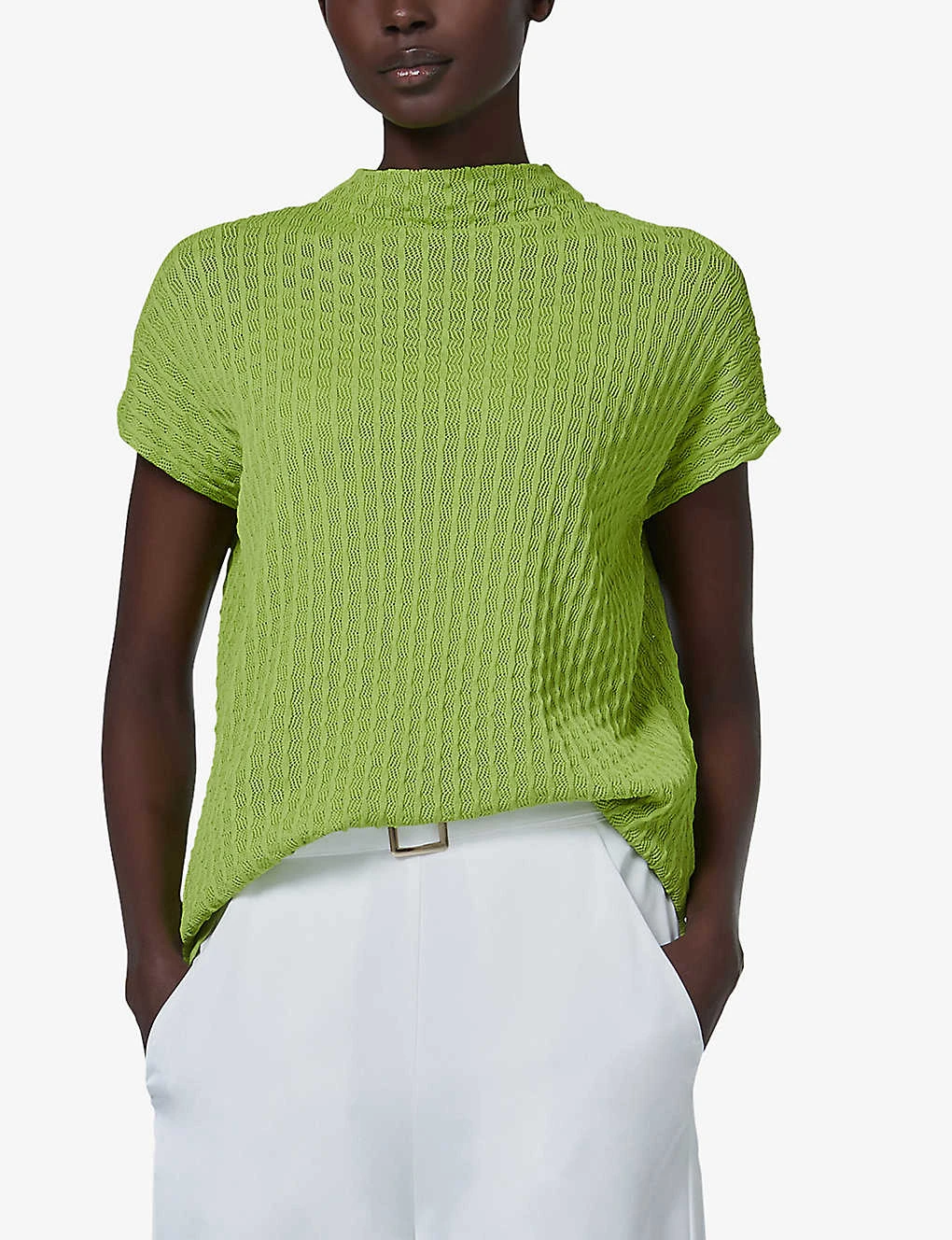 Bubble-stitch High-neck Relaxed-fit Knitted Top 7 Bubble-stitch High-neck Relaxed-fit Knitted Top - Image 5