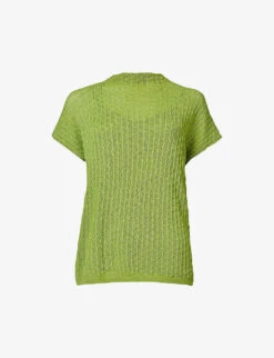 Bubble-stitch High-neck Relaxed-fit Knitted Top