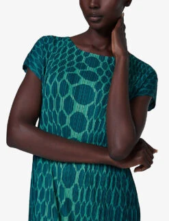 Graphic-print Plissé Woven Midi Dress -Sweaty Betty Store R04141952 JADE ALT02