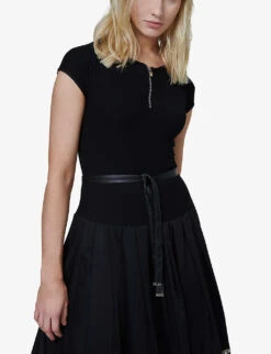 Belted Half-zip Woven Midi Dress -Sweaty Betty Store R04141982 BLACK ALT04