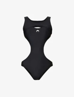 Marine Serre Logo-embroidered Scoop-neck Stretch-recycled Polyamide Swimsuit