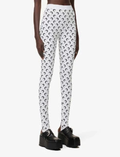 Marine Serre Moon-print Stretch-recycled Polyamide Leggings -Sweaty Betty Store R04142133 WHITE ALT02