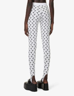 Marine Serre Moon-print Stretch-recycled Polyamide Leggings -Sweaty Betty Store R04142133 WHITE ALT03
