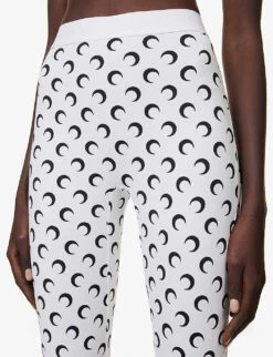 Marine Serre Moon-print Stretch-recycled Polyamide Leggings -Sweaty Betty Store R04142133 WHITE ALT04