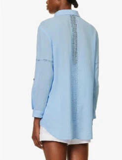 Mala Braided-trims Cotton Shirt 10 Mala Braided-trims Cotton Shirt -Sweaty Betty Store R04142208 BLUBLU ALT03