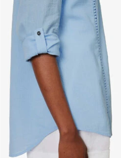 Mala Braided-trims Cotton Shirt 11 Mala Braided-trims Cotton Shirt -Sweaty Betty Store R04142208 BLUBLU ALT04