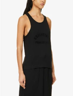 ESSENTIALS Brand-print Cotton-blend Top 9 ESSENTIALS Brand-print Cotton-blend Top -Sweaty Betty Store R04142427 JETBLACK ALT02