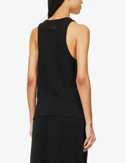 ESSENTIALS Brand-print Cotton-blend Top 10 ESSENTIALS Brand-print Cotton-blend Top -Sweaty Betty Store R04142427 JETBLACK ALT03