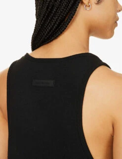 ESSENTIALS Brand-print Cotton-blend Top 11 ESSENTIALS Brand-print Cotton-blend Top -Sweaty Betty Store R04142427 JETBLACK ALT04