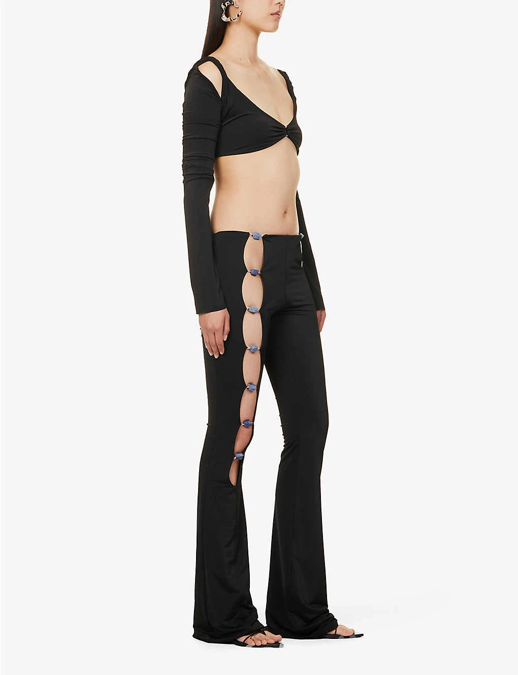 Healing Cutout-panel Low-rise Flared-leg Stretch-woven Trousers 4 Healing Cutout-panel Low-rise Flared-leg Stretch-woven Trousers - Image 2