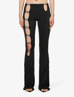Healing Cutout-panel Low-rise Flared-leg Stretch-woven Trousers 9 Healing Cutout-panel Low-rise Flared-leg Stretch-woven Trousers -Sweaty Betty Store R04142484 BLACK ALT02