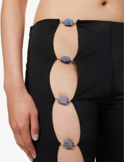 Healing Cutout-panel Low-rise Flared-leg Stretch-woven Trousers 11 Healing Cutout-panel Low-rise Flared-leg Stretch-woven Trousers -Sweaty Betty Store R04142484 BLACK ALT04