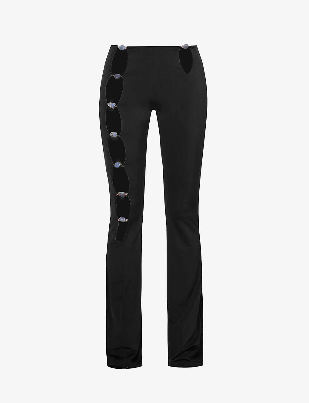 Healing Cutout-panel Low-rise Flared-leg Stretch-woven Trousers 3 Healing Cutout-panel Low-rise Flared-leg Stretch-woven Trousers