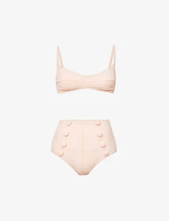 Balconette Striped Seersucker High-rise Bikini